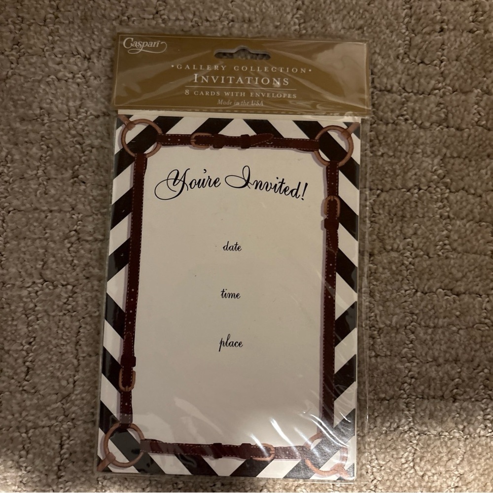 Caspari Gallery Collection Invitations 8 Cards W Envelopes Stirrup & Silks